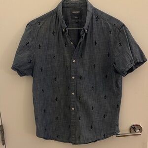 Bonobos Navy Cactus Print Casual Shirt